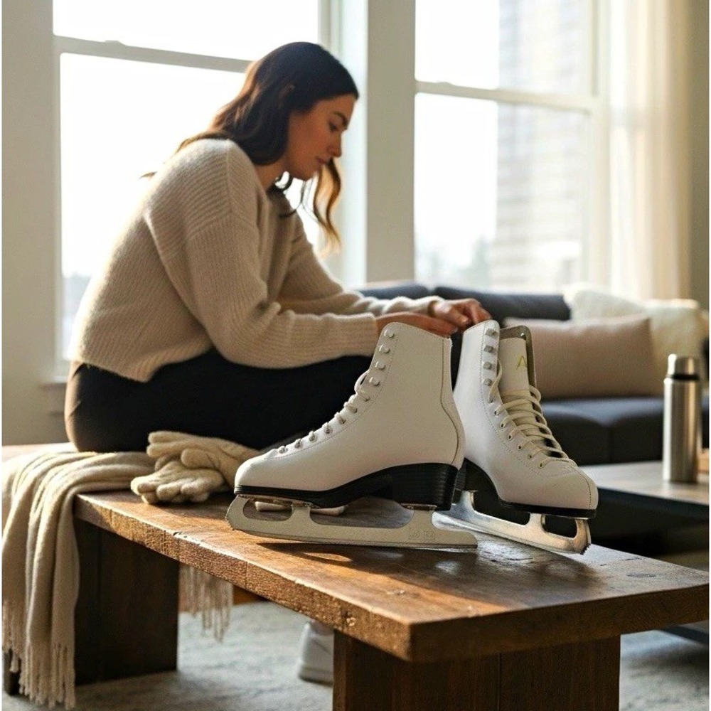 American Athletic Shoe White Figure Ice Skates Womens Size 6 3012301 Lace-Up